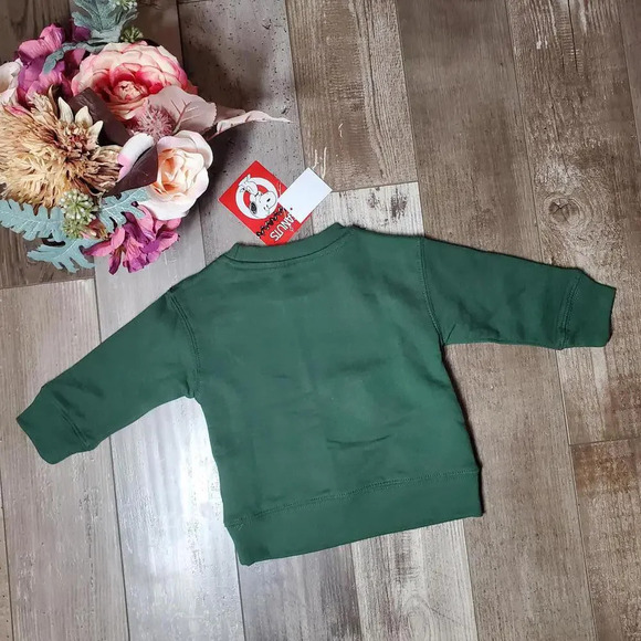 NWT Peanuts Snoopy Christmas Pullover Crewneck Sweatshirt Size 12m Green - Picture 13 of 16